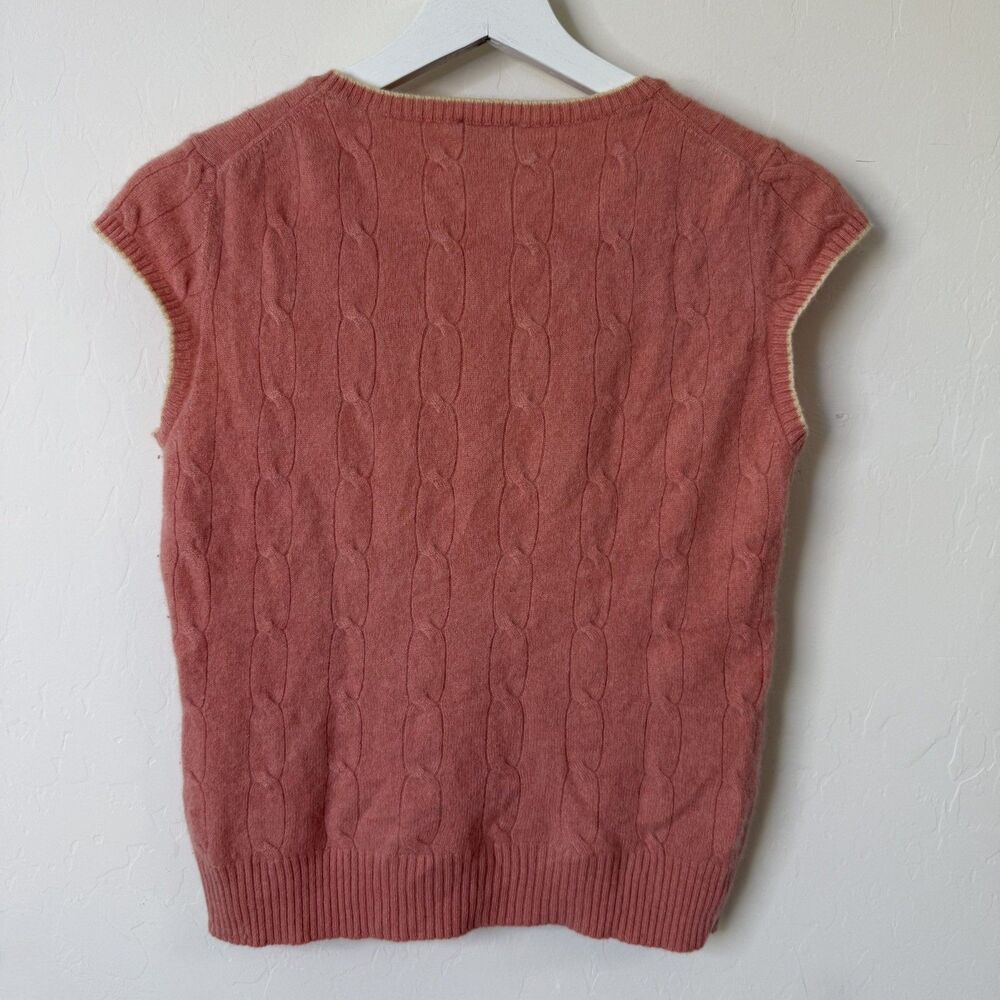Ann Taylor Medium 100% Cashmere Short Sleeve Cable Knit Sweater Preppy Luxury - Picture 6 of 10